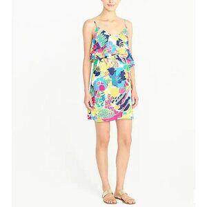 J Crew Multi Color Floral Ruffle Cami Dress size 4